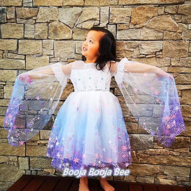 Frozen Elsa fantasy fluffy long sleeves tutu dress, party, costume, birthday
