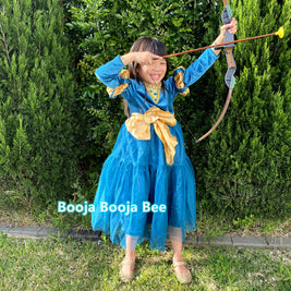 Brave Merida deluxe velvet costume, Princess party dark gold ribbon dress