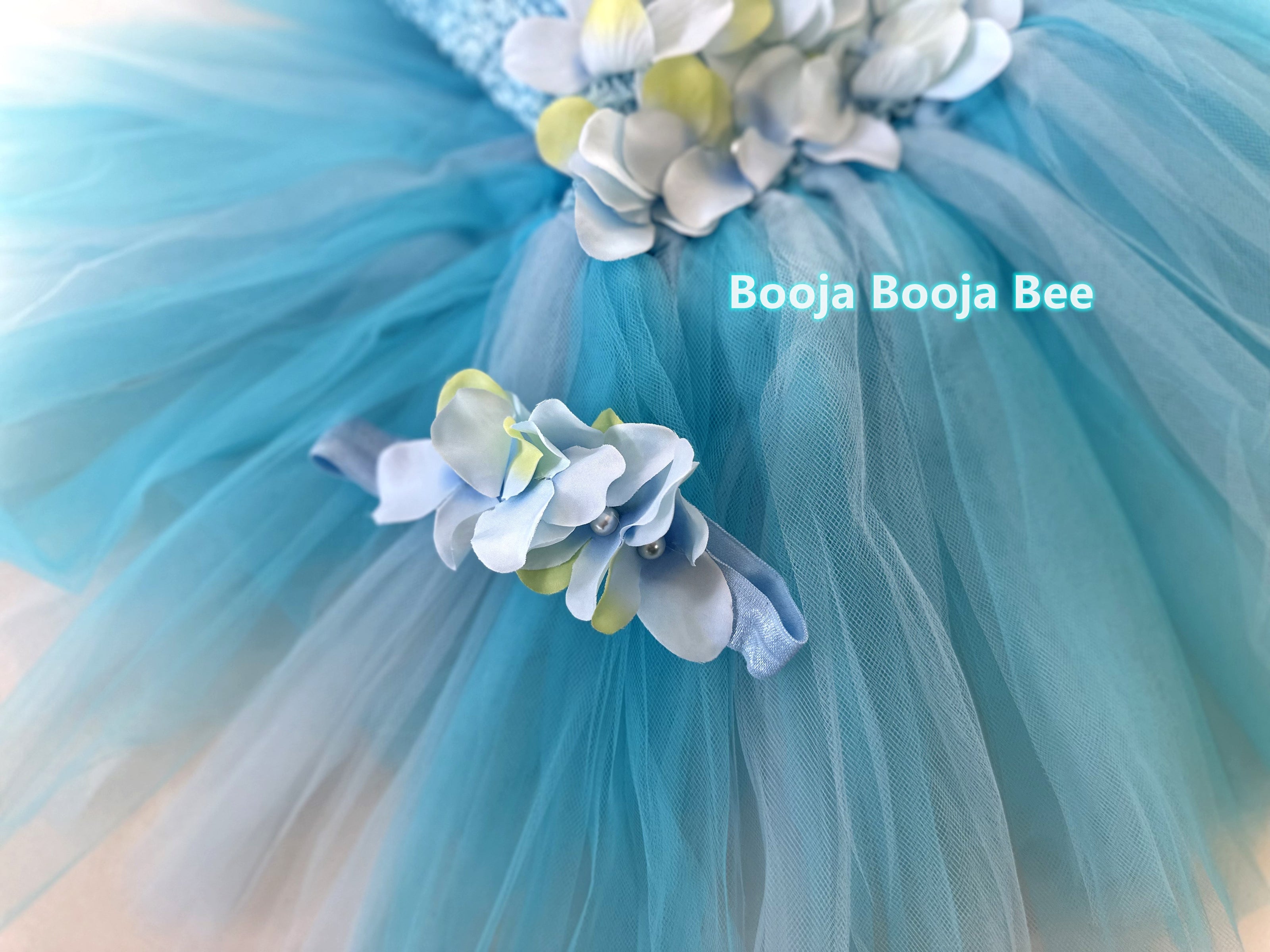 Baby girl 1st birthday tutu dress, Baby blue Toddler girl flowers dress