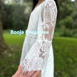Ivory White Lace Flower Girl Dress – Bohemian Christening Lace Gown