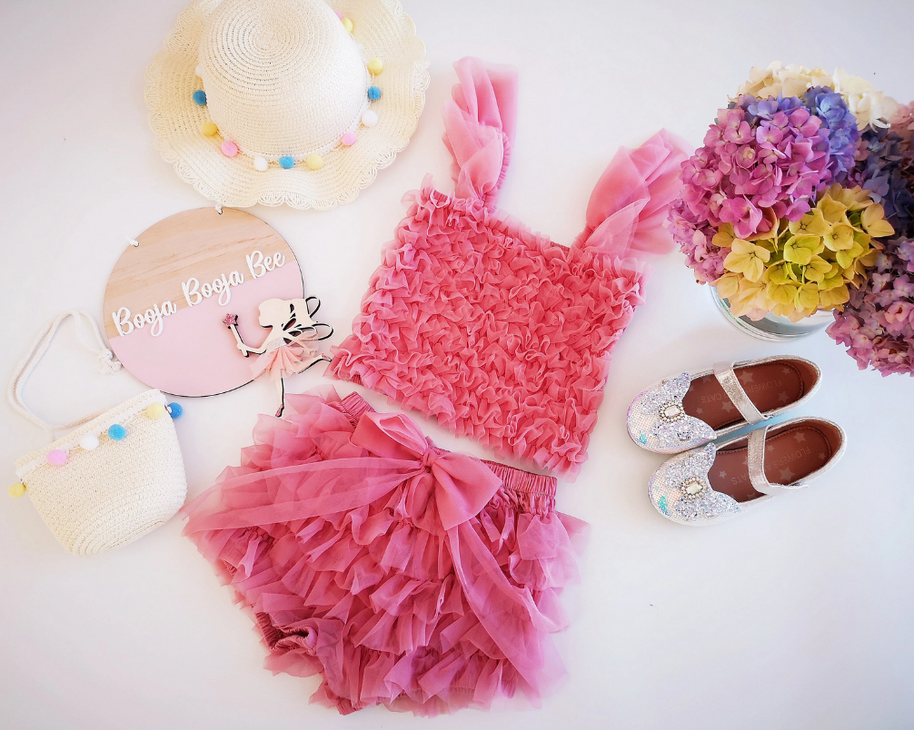 Fancy Dusty pink tutu pants playful set, 1st birthday baby girls gift