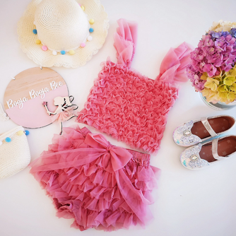 Fancy Dusty pink tutu pants playful set, 1st birthday baby girls gift