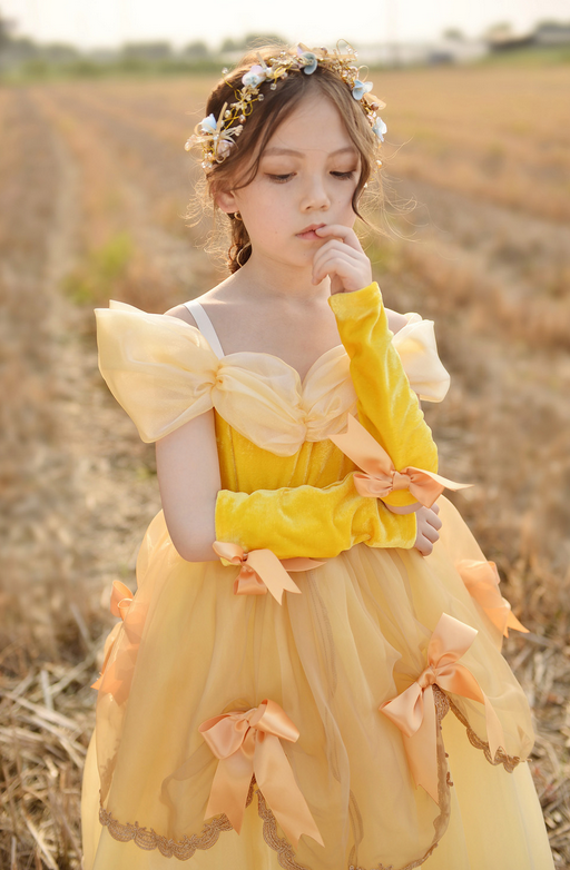 Beauty and the Beast Belle inspired costume, Gold princess dress