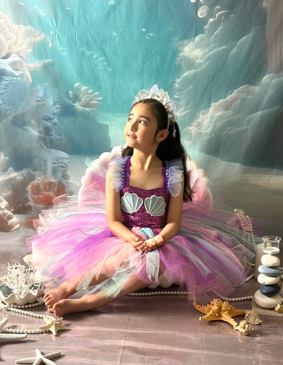 Purple Mermaid tutu birthday dress I Under the sea Princess party costume I Fairy Tulle dress