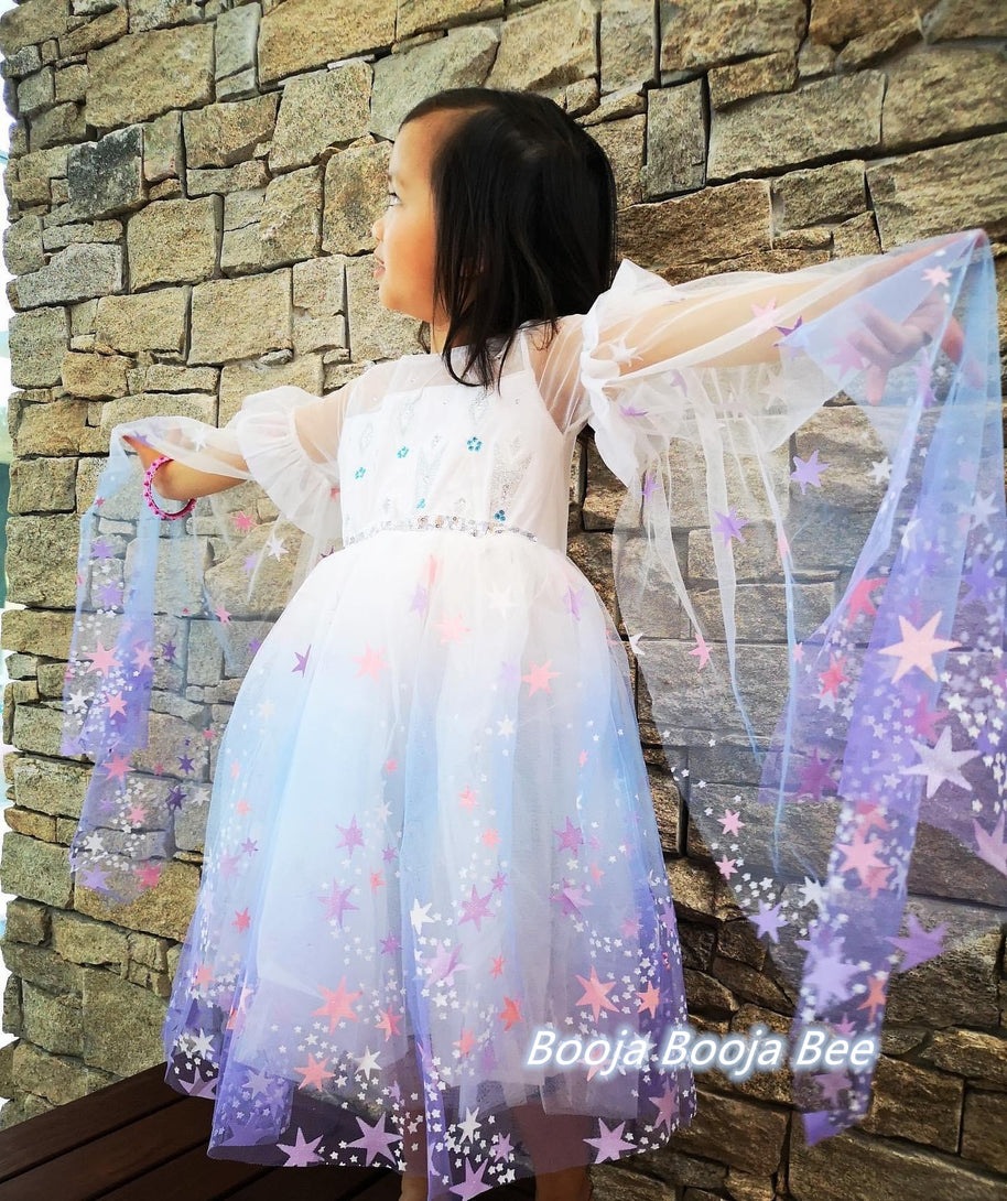 Frozen Elsa fantasy fluffy long sleeves tutu dress, party, costume, birthday