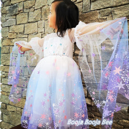 Frozen Elsa fantasy fluffy long sleeves tutu dress, party, costume, birthday