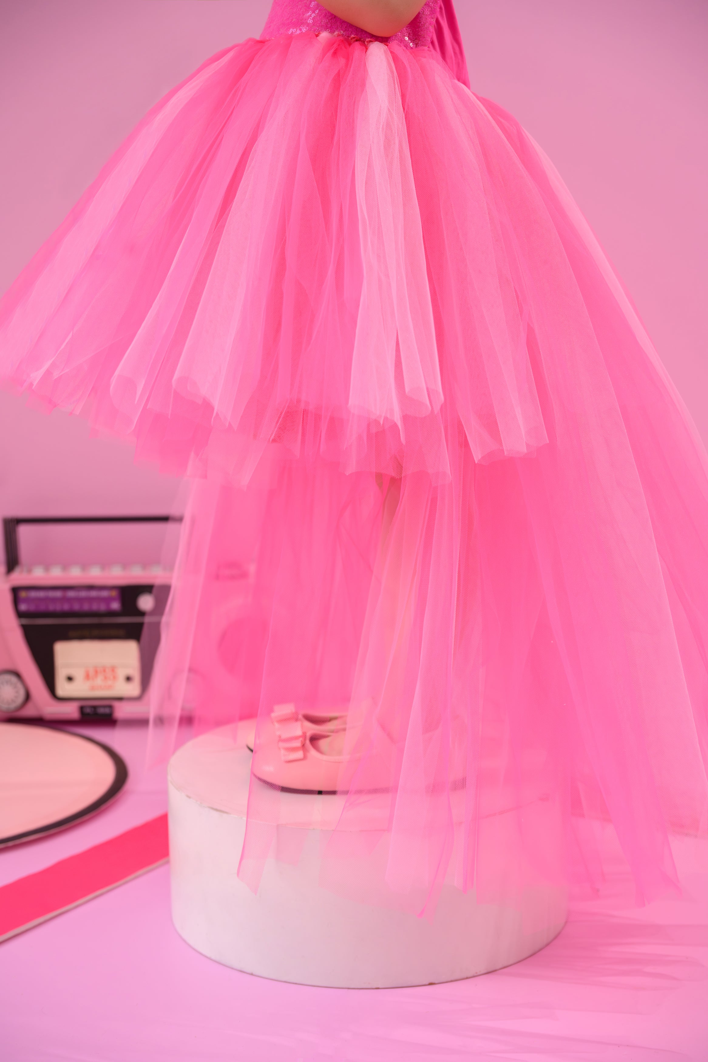 Barbie Aurora hot pink party tutu dress, girls birthday themed dress