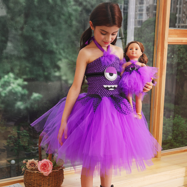 Purple Evil Minions inpsired birthday party tutu dress, Despicable me cute costume outfits