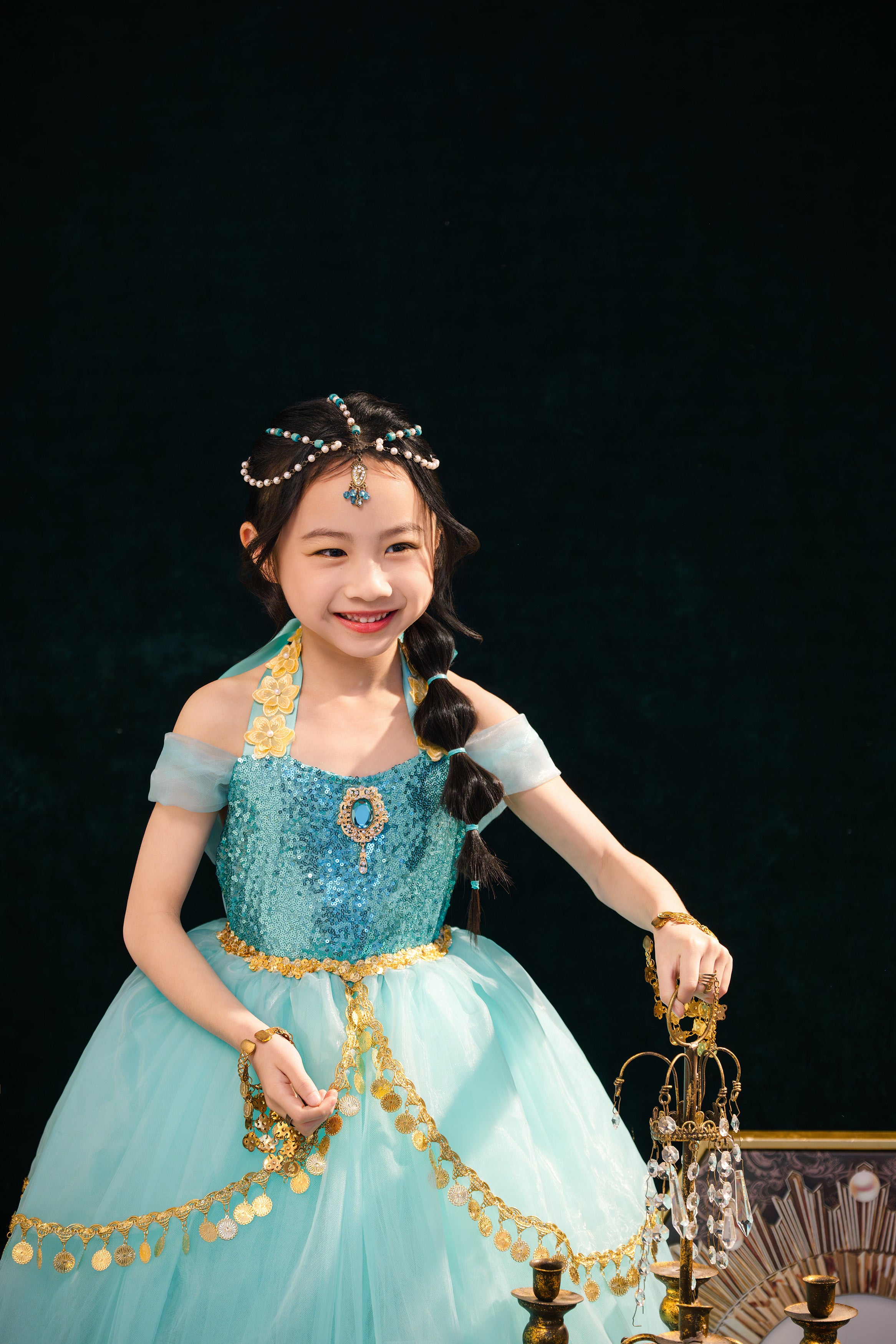 Jasmine Inspired Princess Dress for Girls – Elegant and Luxury Arabian Costume for Birthday & Party