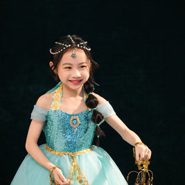 Jasmine Inspired Princess Dress for Girls – Elegant and Luxury Arabian Costume for Birthday & Party