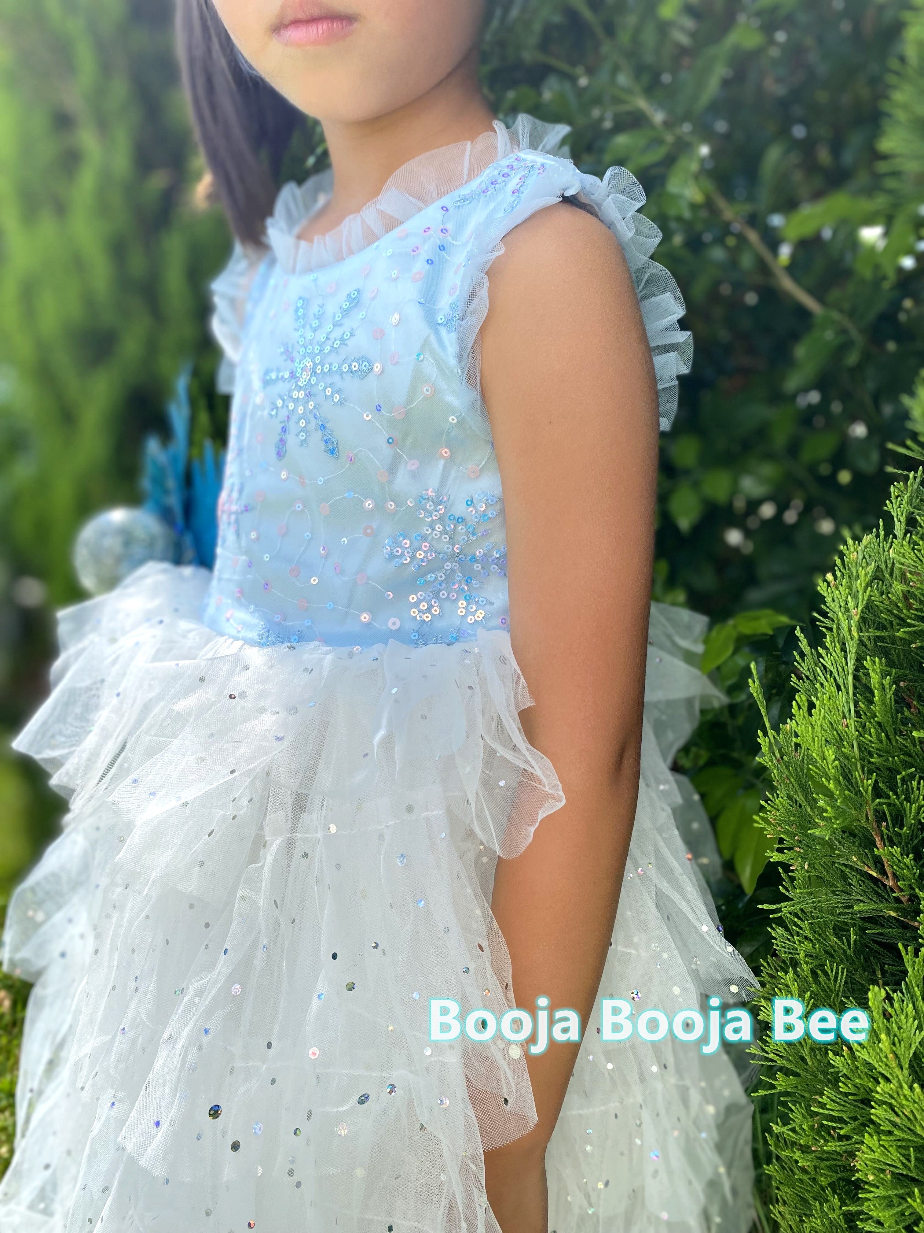 Frozen Elsa ruffles and sequins sleeveless dress, Toddlers Disney themed party outfits
