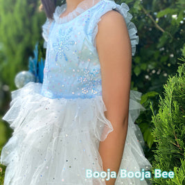 Frozen Elsa ruffles and sequins sleeveless dress, Toddlers Disney themed party outfits