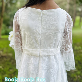 Ivory White Lace Flower Girl Dress – Bohemian Christening Lace Gown