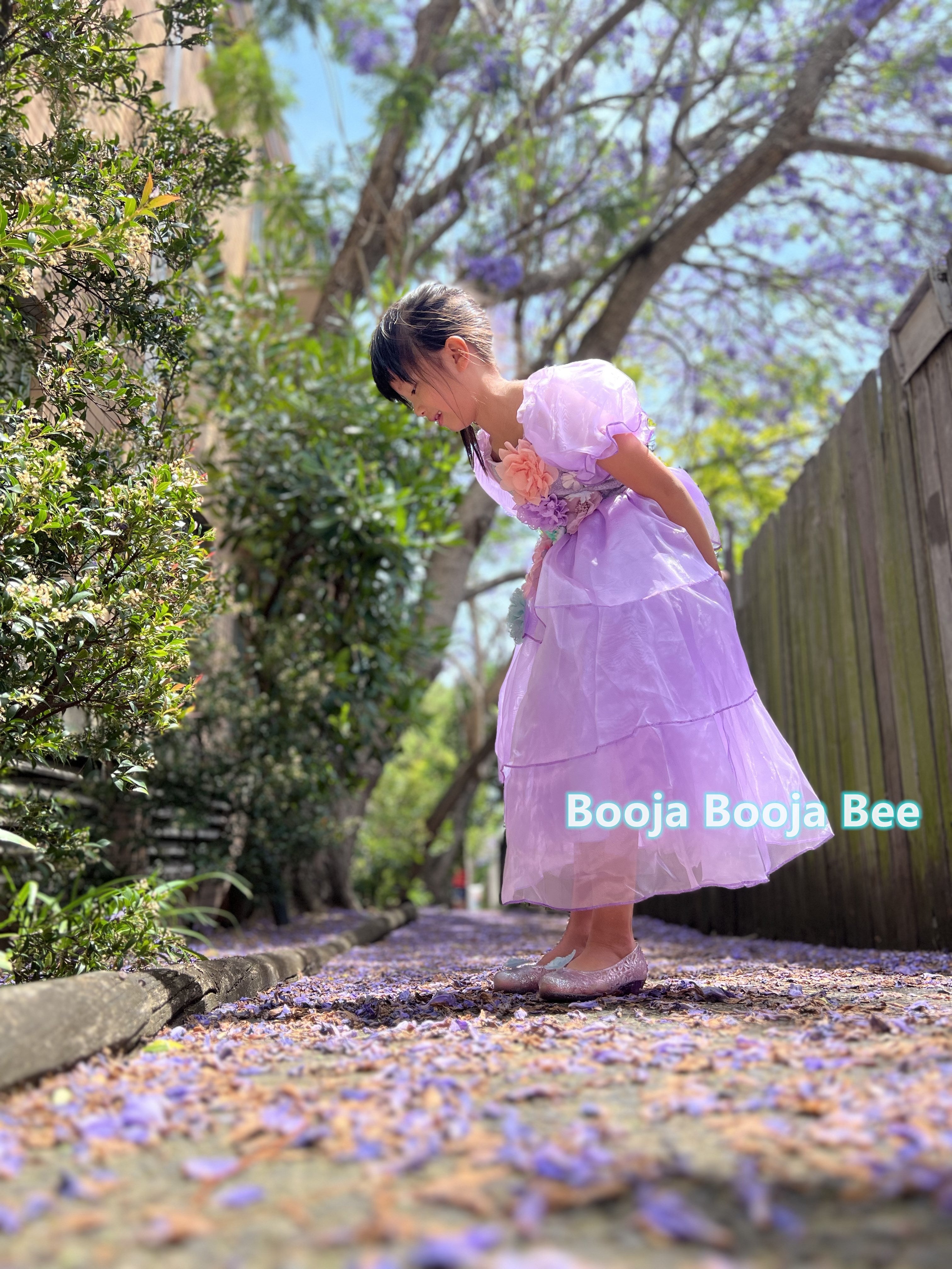Encanto Isabela purple costume dress, Girls princess cosplay flowers dress