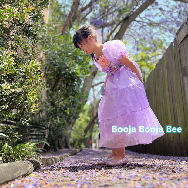Encanto Isabela purple costume dress, Girls princess cosplay flowers dress