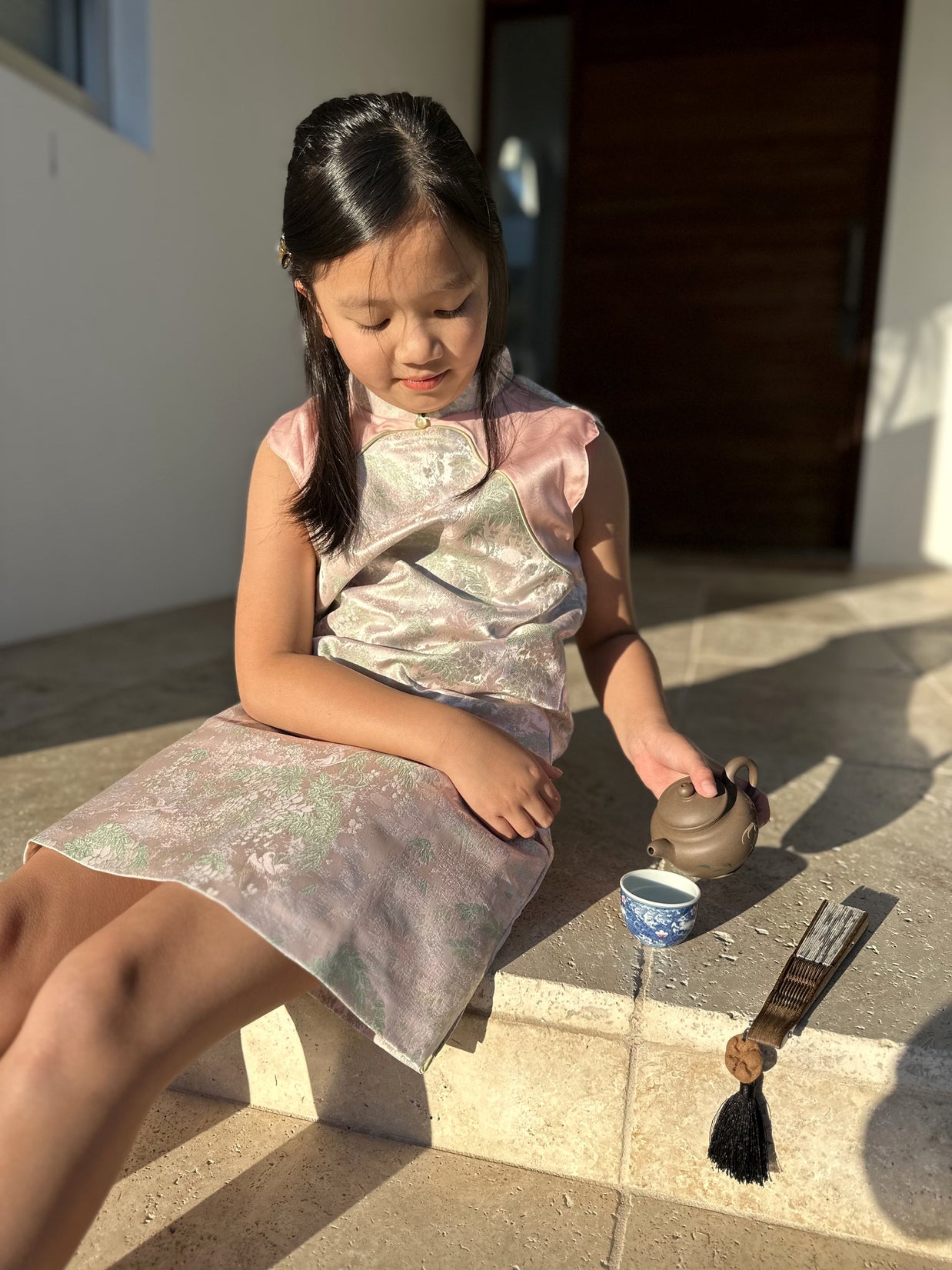 Fairy tale of Jade pool Qipao, Luxurious pink Cheongsam for Chinese New Year, Harmony day outfits, Chinese culture girls wear