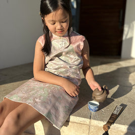 Fairy tale of Jade pool Qipao, Luxurious pink Cheongsam for Chinese New Year, Harmony day outfits, Chinese culture girls wear