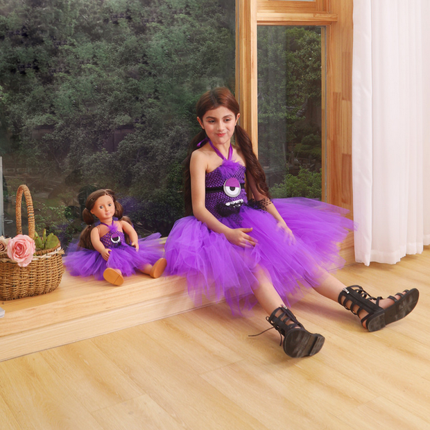 Purple Evil Minions inpsired birthday party tutu dress, Despicable me cute costume outfits